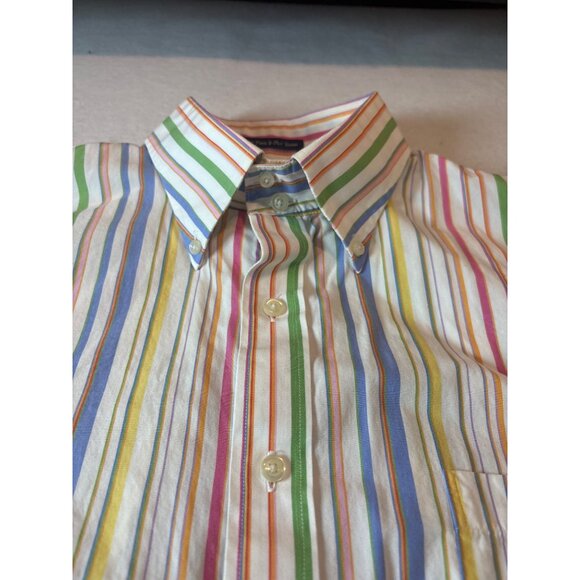 Lands End Mens Multicolor Striped Button-Down Shirt Size 16 1/2 36-37 tall - Picture 4 of 11